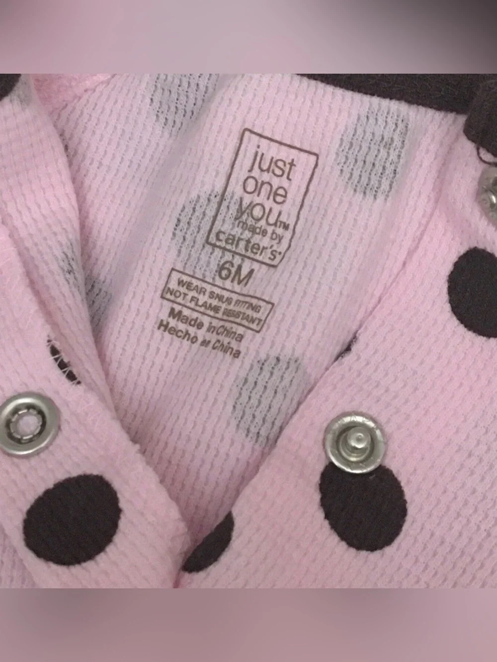 Just One You by Carter’s 6M Pink w Brown Polka Dot Pajamas One-piece Bodysuit